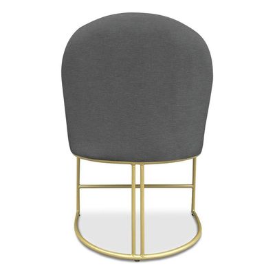 Kit 04 Cadeiras Poltrona De Jantar Bela Veludo Grafite Base Metálica Industrial Dourado - Pallazio