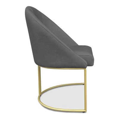 Kit 04 Cadeiras Poltrona De Jantar Bela Veludo Grafite Base Metálica Industrial Dourado - Pallazio