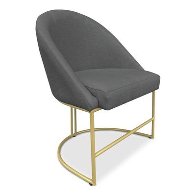 Kit 04 Cadeiras Poltrona De Jantar Bela Veludo Grafite Base Metálica Industrial Dourado - Pallazio