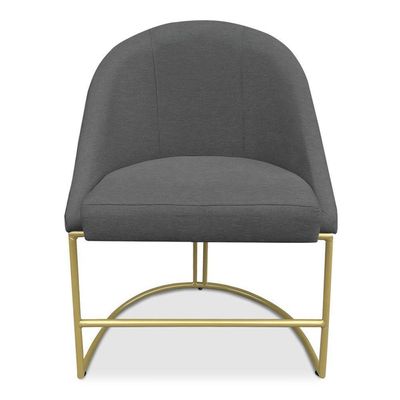 Kit 04 Cadeiras Poltrona De Jantar Bela Veludo Grafite Base Metálica Industrial Dourado - Pallazio