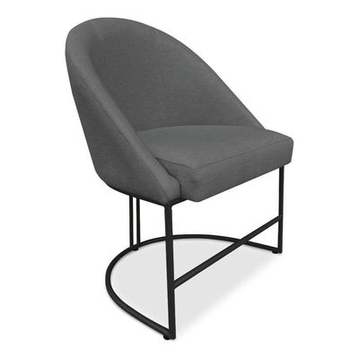 Cadeira Poltrona De Jantar Bela Veludo Grafite Base Metálica Industrial Preto - Pallazio