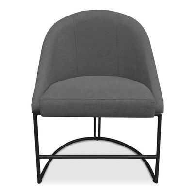 Cadeira Poltrona De Jantar Bela Veludo Grafite Base Metálica Industrial Preto - Pallazio