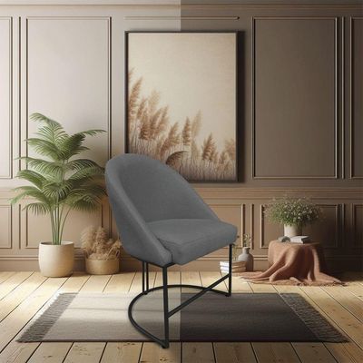 Cadeira Poltrona De Jantar Bela Veludo Grafite Base Metálica Industrial Preto - Pallazio