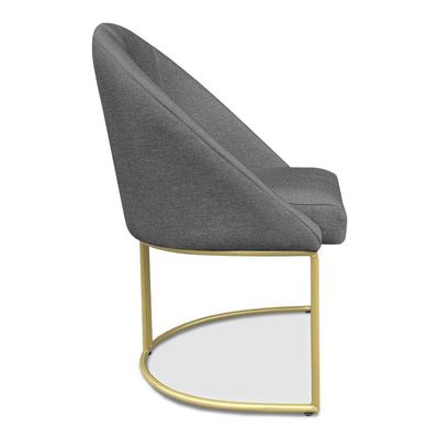 Cadeira Poltrona De Jantar Bela Linho Grafite Base Metálica Industrial Dourado - Pallazio