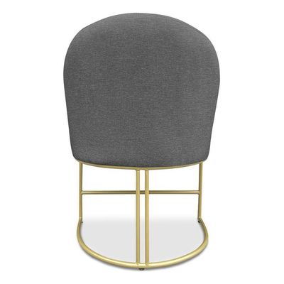 Cadeira Poltrona De Jantar Bela Linho Grafite Base Metálica Industrial Dourado - Pallazio
