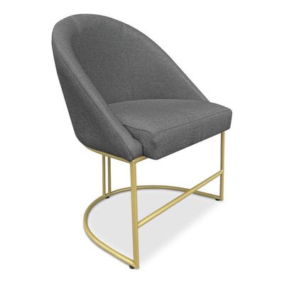 Cadeira Poltrona De Jantar Bela Linho Grafite Base Metálica Industrial Dourado - Pallazio