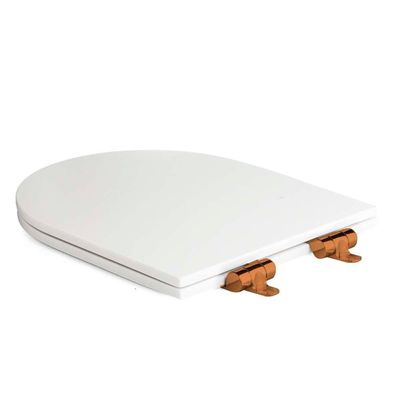 Assento Poliester Soft Close Antimicrobiano Link Lk Ferragem Rose Gold P- Vaso Deca