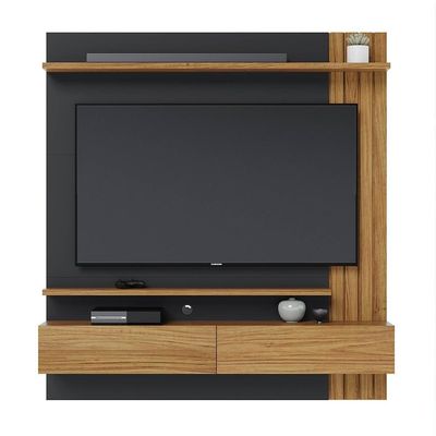 Painel Home Suspenso Para Tv 65 Pol. 150cm Buriti C05 Noce Milano-preto Fosco - Mpozenato