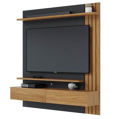 Painel Home Suspenso Para Tv 65 Pol. 150cm Buriti C05 Noce Milano-preto Fosco - Mpozenato