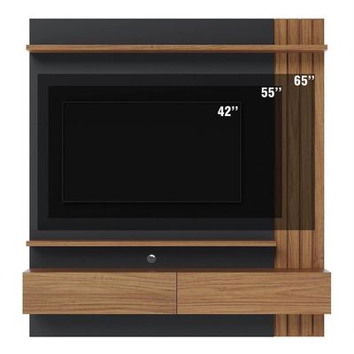 Painel Home Suspenso Para Tv 65 Pol. 150cm Buriti C05 Noce Milano-preto Fosco - Mpozenato