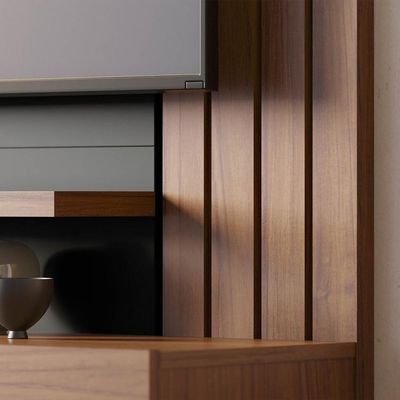 Painel Home Suspenso Para Tv 65 Pol. 150cm Buriti C05 Noce Milano-preto Fosco - Mpozenato