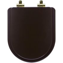 Tampa De Vaso Poliéster Com Amortecedor Nuova Marrom Fosco Para Bacia Deca Com Ferragem Dourada