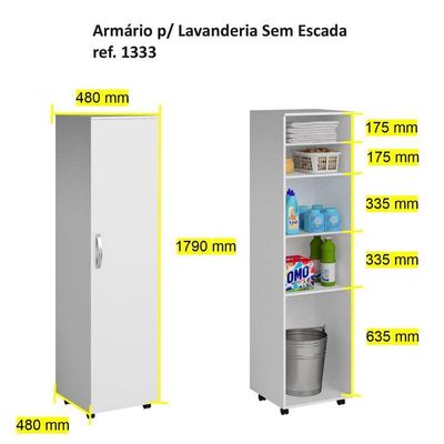 Armario Oganizador Com 5 Prateleiras Para Lavanderia 1333 Ilan Branco
