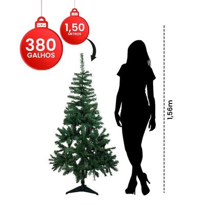 Árvore De Natal Pinheiro Luxo - Disponível Em 3 Tamanhos Tamanho:150cm
