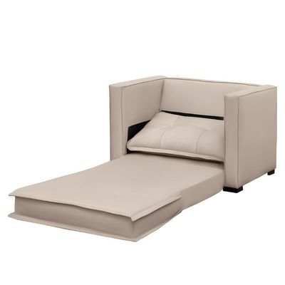 Sofá Cama Solteiro Berlim B10 Suede Bege - Mpozenato