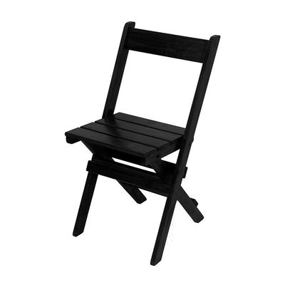 Conjunto Mesa Dobrável 60x60cm Com 4 Cadeiras Em Madeira Maciça - Preto - Preto