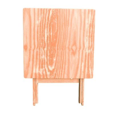 Conjunto Mesa Dobrável 70x70 Com 4 Cadeiras Em Madeira Maciça - Cru - Bege
