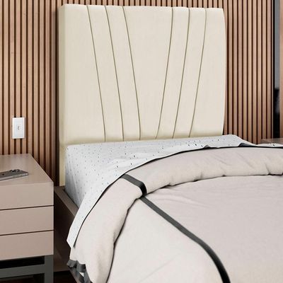 Cabeceira Solteiro 90cm Bell Suede Bege Rm Bege