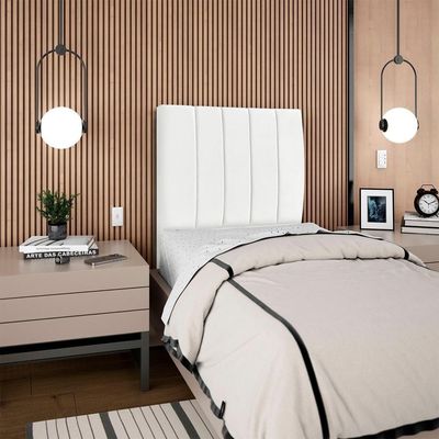 Cabeceira Solteiro 90cm Allia Suede Branco Rm Branco