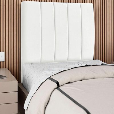 Cabeceira Solteiro 90cm Allia Suede Branco Rm Branco