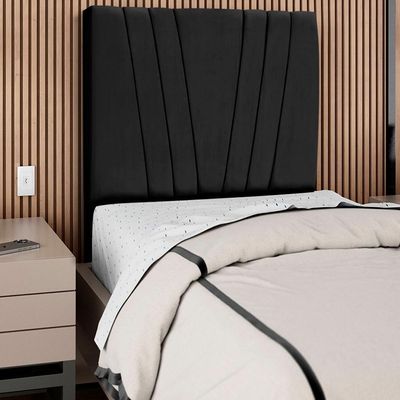 Cabeceira Solteiro 90cm Bell Suede Preto Rm Preto