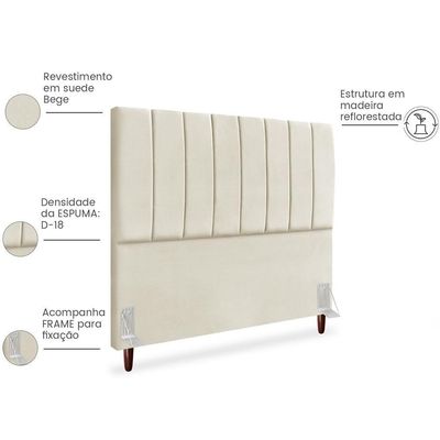 Cabeceira Casal 140cm Arlla Suede Bege Rm Bege