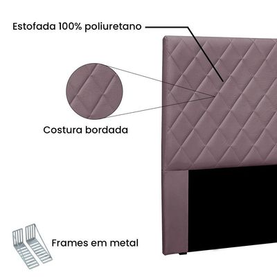 Cabeceira Cama Box King 195 Cm Dubai Veludo Uva S04 - D'rossi