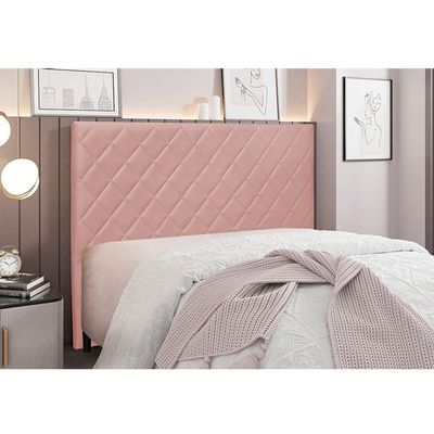 Cabeceira Cama Box King 195 Cm Dubai Veludo Rosa S04 - D'rossi