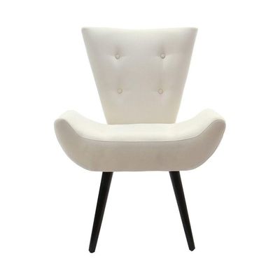 Poltrona Decorativa Emilia Pé Palito Em Suede - Bege - Cor: Bege