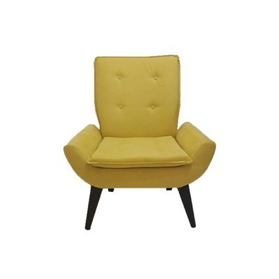 Poltrona Decorativa Emilia Plus Pé Palito Em Suede - Amarela - Cor: Amarelo