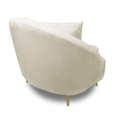 Poltrona Decorativa Orgânica Pé Ferro Dou Kit 2 Zaya Bouclê C05 - D'rossi Cor Off White