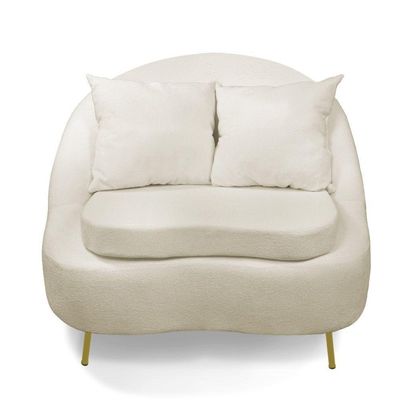 Poltrona Decorativa Orgânica Pé Ferro Dou Kit 2 Zaya Bouclê C05 - D'rossi Cor Terra