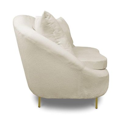 Poltrona Decorativa Orgânica Pé Ferro Dou Kit 2 Zaya Bouclê C05 - D'rossi Cor Terra