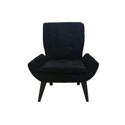Poltrona Decorativa Emilia Plus Pé Palito Em Suede - Preto - Cor: Preto