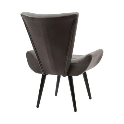 Poltrona Decorativa Emilia Pé Palito Em Suede - Grafite - Cor: Cinza