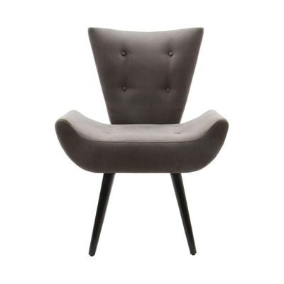 Poltrona Decorativa Emilia Pé Palito Em Suede - Grafite - Cor: Cinza