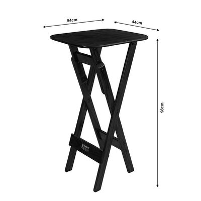 Mesa Bistrô Bar 45x54cm Dobrável Em Madeira Maciça - Preto - Preto