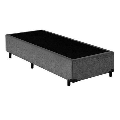 Base Box Blindado Solteiro Homequeen Suede Cinza 40x88x188