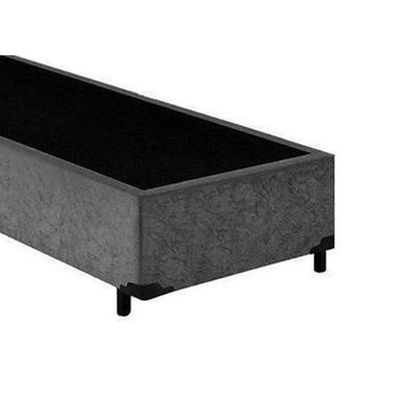 Base Box Blindado Solteiro Homequeen Suede Cinza 40x88x188