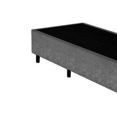 Base Box Blindado Solteiro Homequeen Suede Cinza 40x88x188