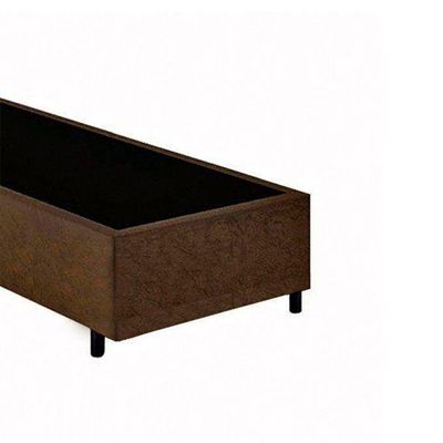 Base Box Blindado Solteirão Homequeen Suede Marrom 40x96x203