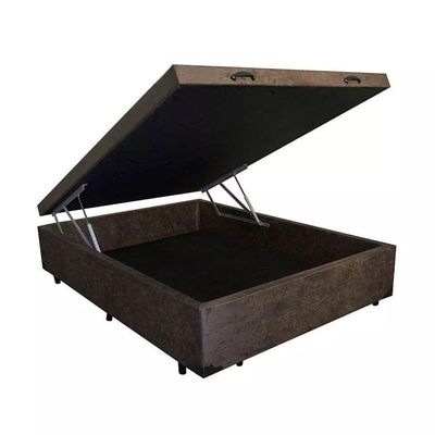 Cama Box Baú Blindado Casal Homequeen Suede Marrom 41x138x188