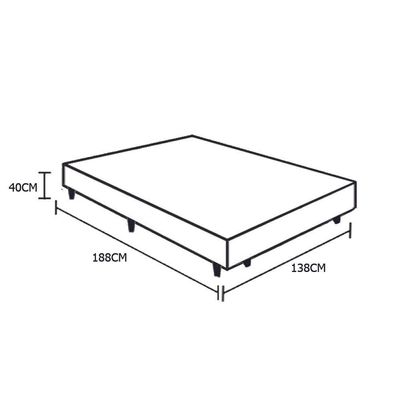 Base Box Casal Blindado Extremo Reforçado Homequeen Suede Preto 40x138x188