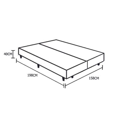 Base Box Blindado Queen Bipartido Homequeen Corino Preto 40x158x198