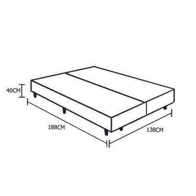 Base Box Blindado Casal Bipartido Homequeen Suede Bege 40x138x188