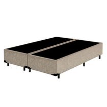 Base Box Blindado Casal Bipartido Homequeen Suede Bege 40x138x188