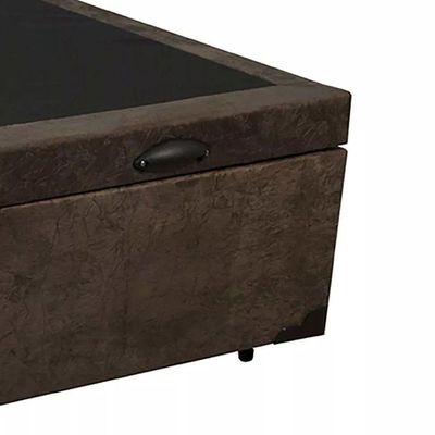 Cama Box Baú Casal Homequeen Suede Marrom 41x138x188