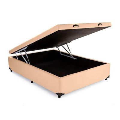 Cama Box Baú Blindado Viúva Homequeen Sintético Bege 41x128x188