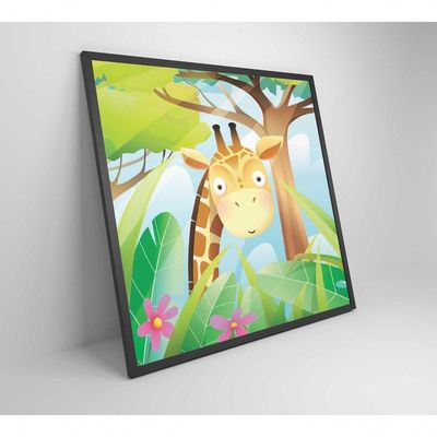 Quadro Infantil Girafa Medidas 80x80 Cm Impressão Tecido Canvas