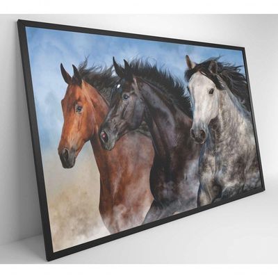 Quadro Cavalos Correndo Medidas 90x60 Cm Impressão Tecido Canvas